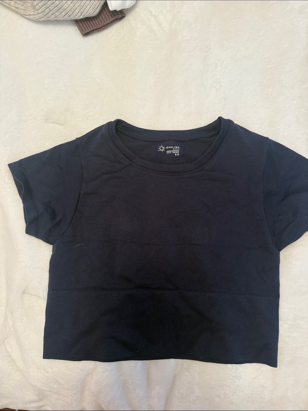 aerie Black Short Sleeve Crop Tee
